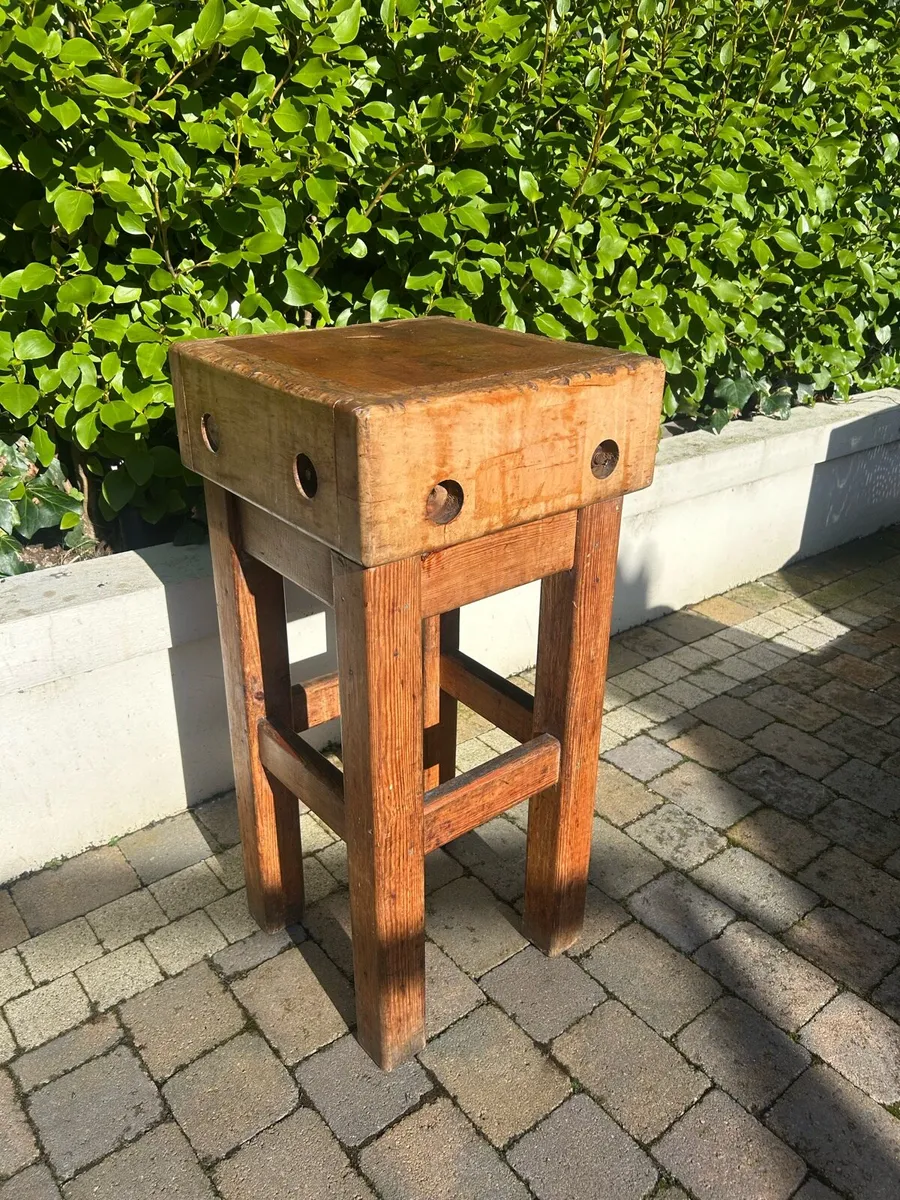 Antique butchers block and stand rare - Image 2
