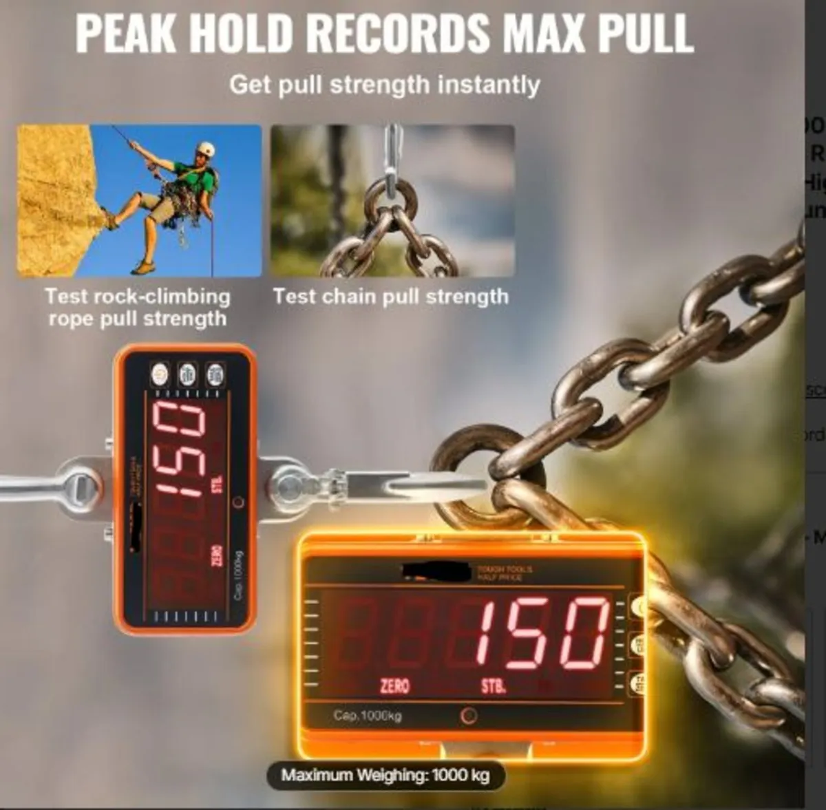 Digital Crane Scale, 2200 lbs/1000 kg, Industrial - Image 2