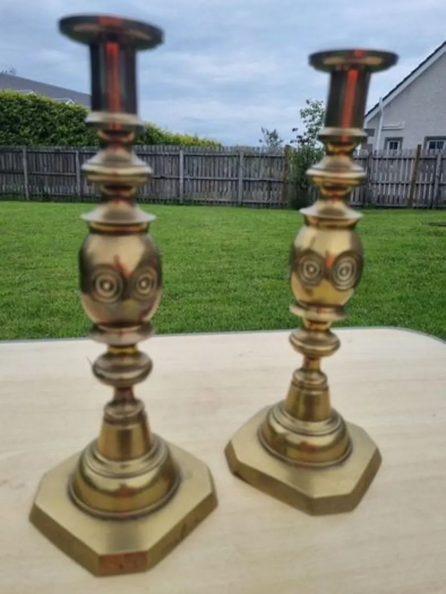 Edwardian Brass Candle Sticks - Image 2