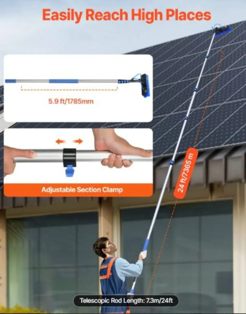 Water Fed Pole Kit, 7.3m Solar Panel Cleaning Pole - Image 2