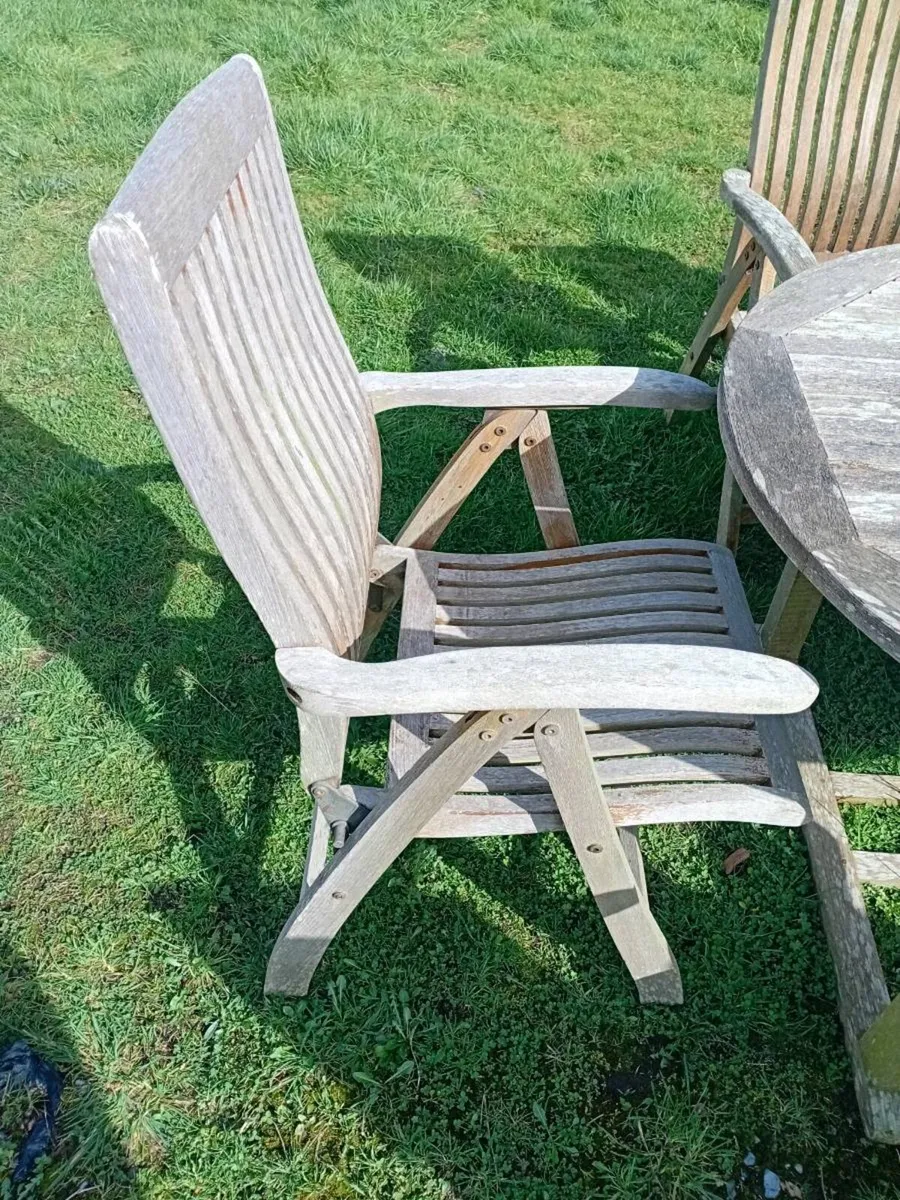 silver teak garden set with hidden extension leaf - Image 2