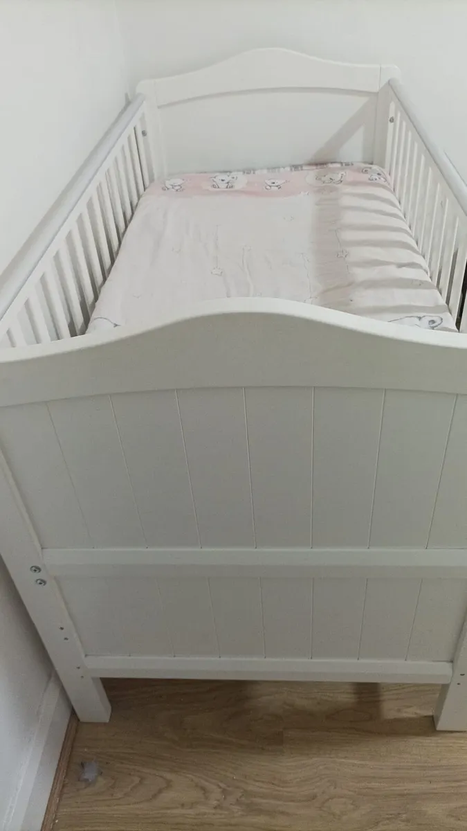 Cot bed with mattress and baby monitor - Image 1