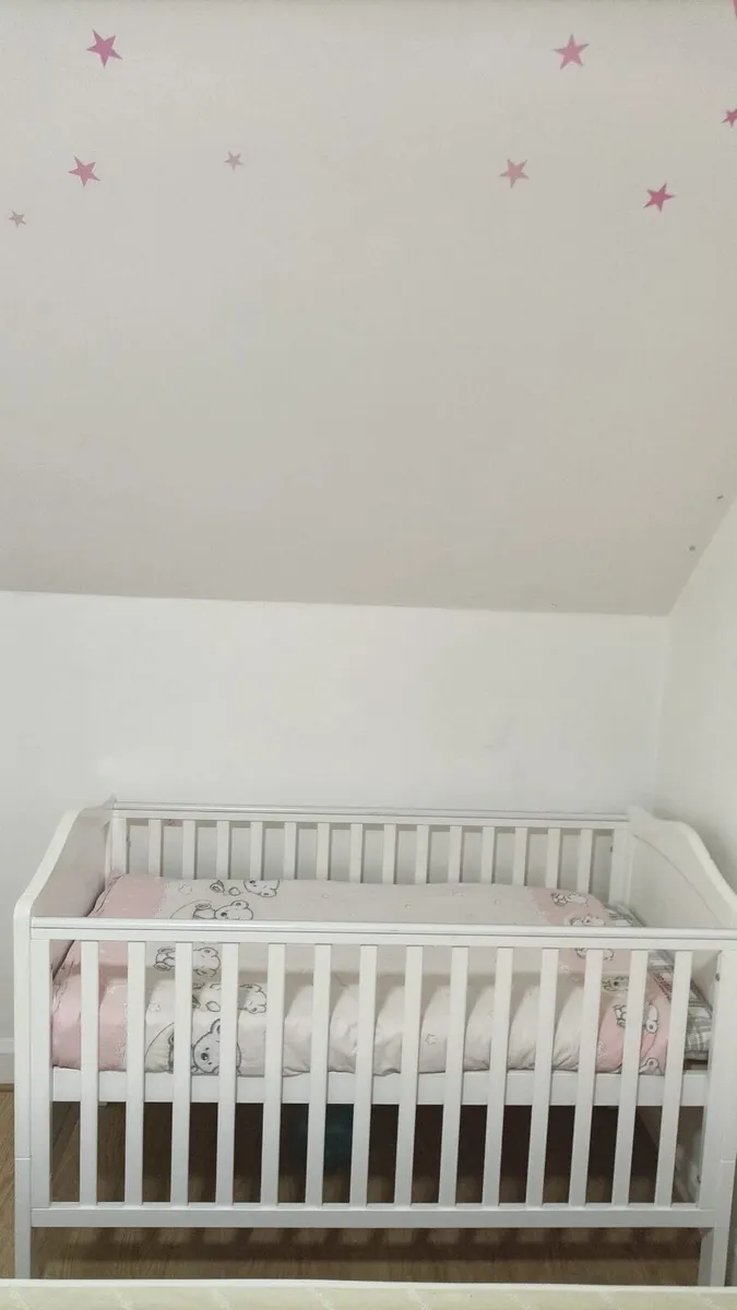 Cot bed with mattress and baby monitor - Image 2