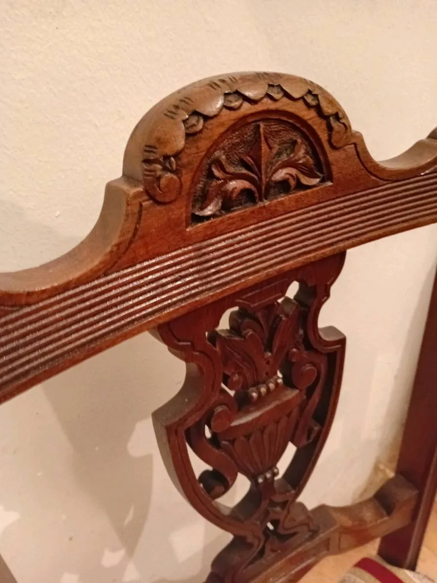 antique  mahogany hand carved hall chair - Image 1