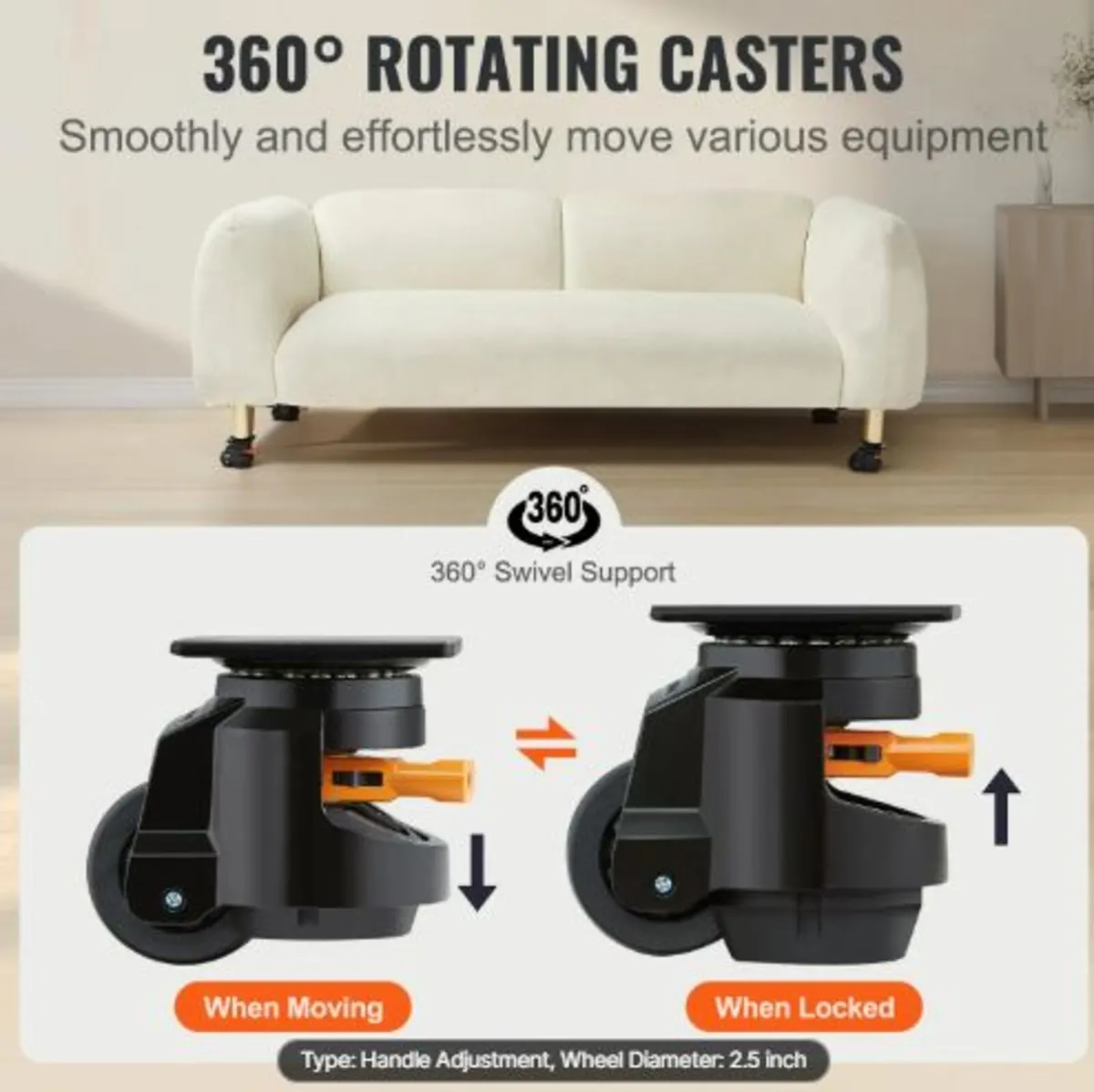 Leveling Casters, Set of 19141.6 kg Total Load - Image 2