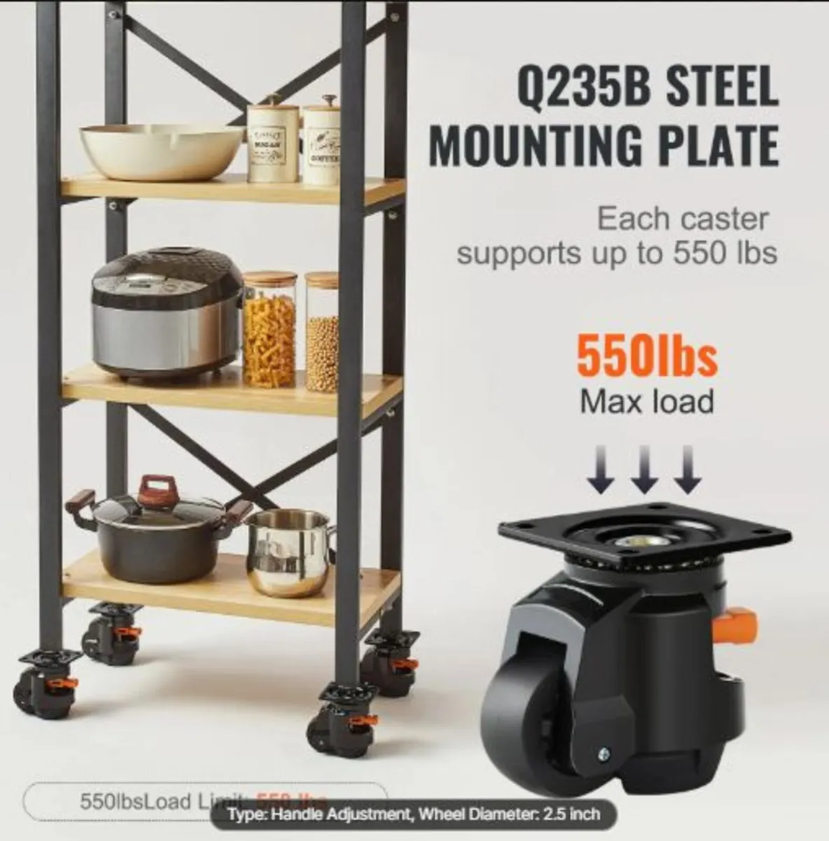 Leveling Casters, Set of 19141.6 kg Total Load - Image 3