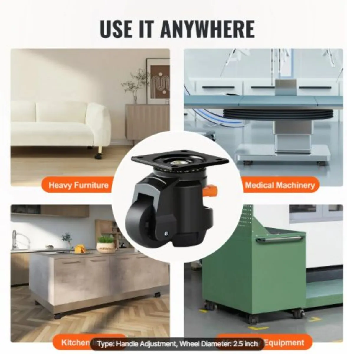 Leveling Casters, Set of 19141.6 kg Total Load - Image 4