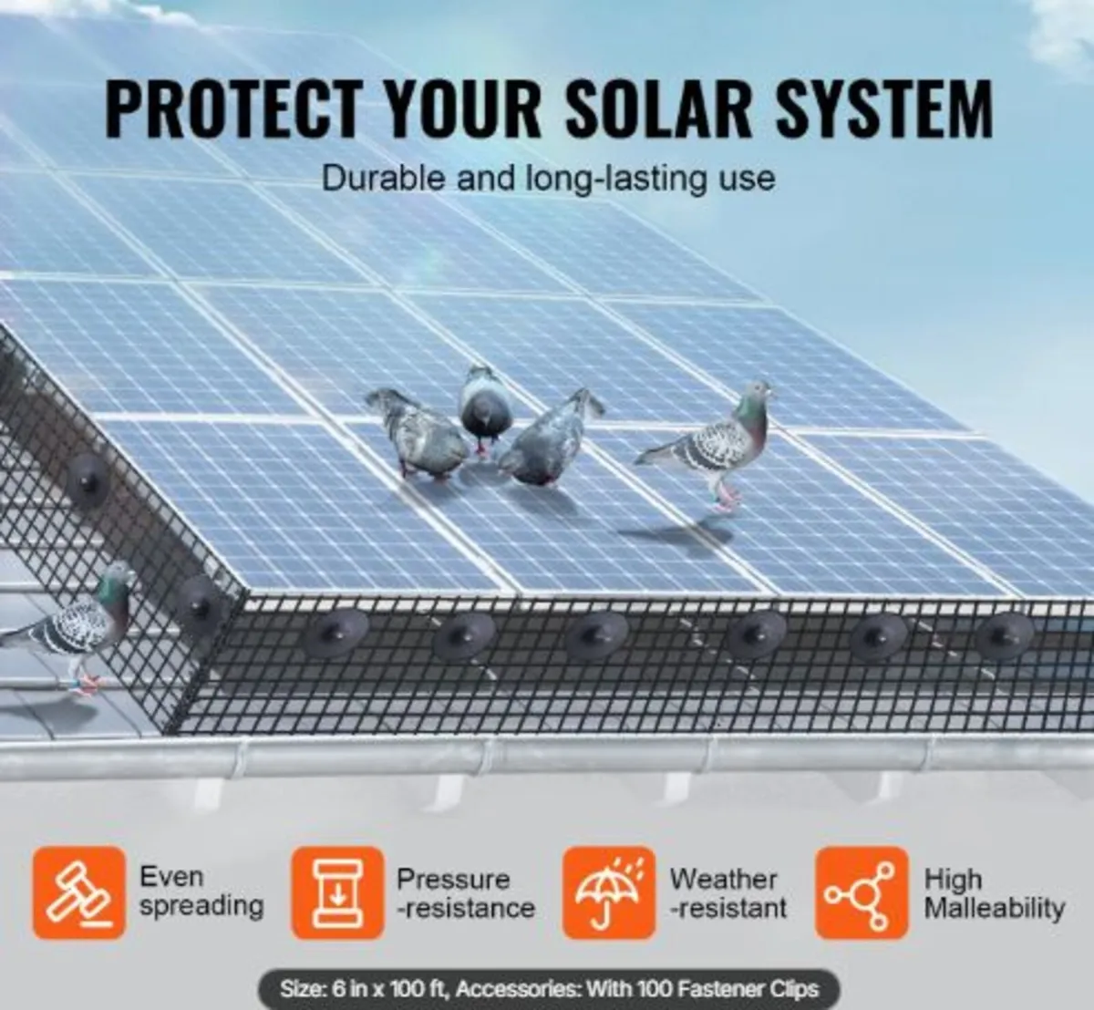 15 x 3048 cm Solar Panel Bird Guard, Critter - Image 2