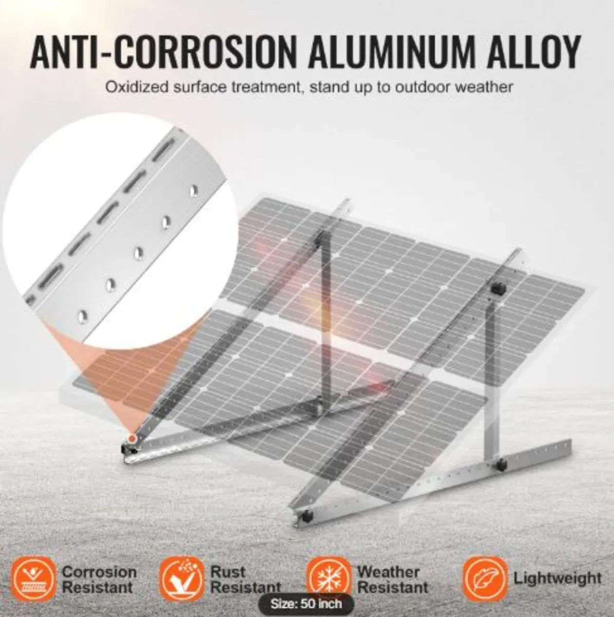 50-Inch Solar Panel Mounting Brackets, 0 to 90° - Image 3