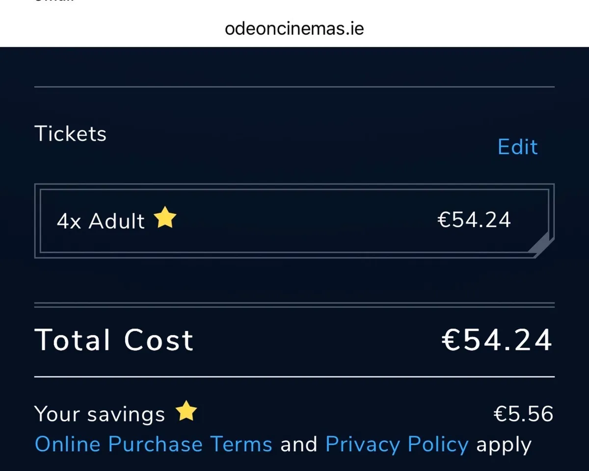 4X Odeon cinema for only €20