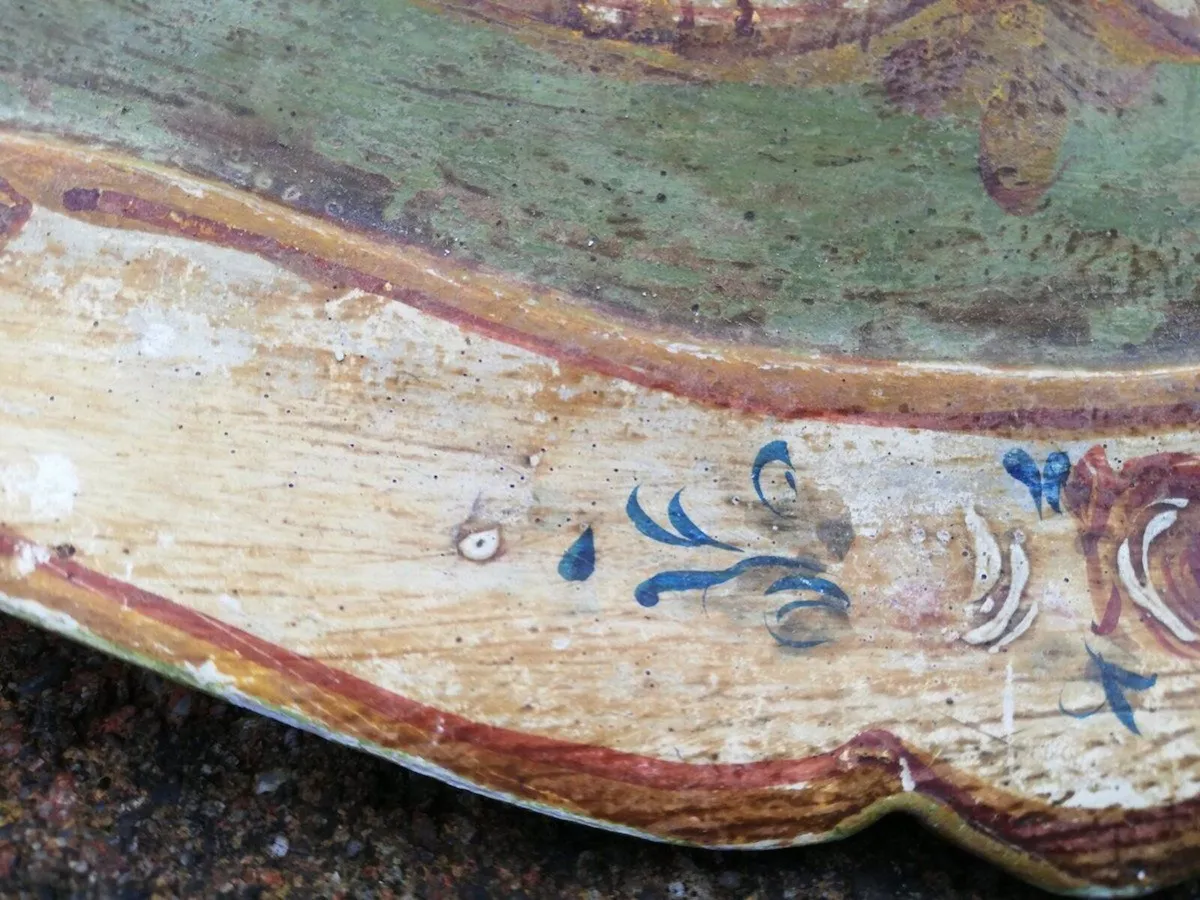 Wooden Tray Vintage handpainted - Image 3