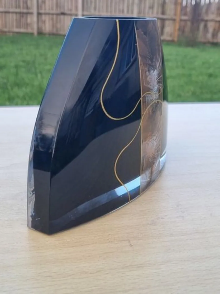 Modern Scandinavian flat black glass vase - Image 3