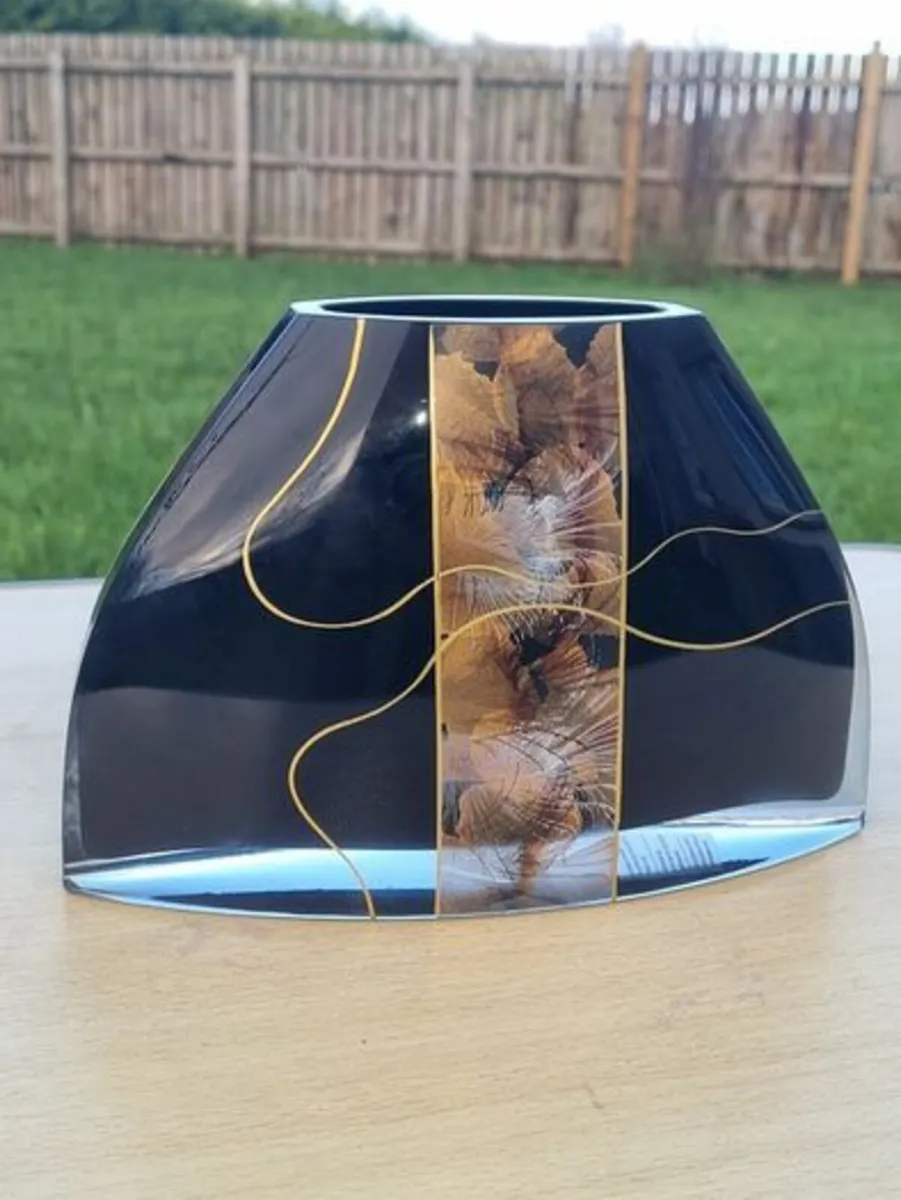 Modern Scandinavian flat black glass vase - Image 1