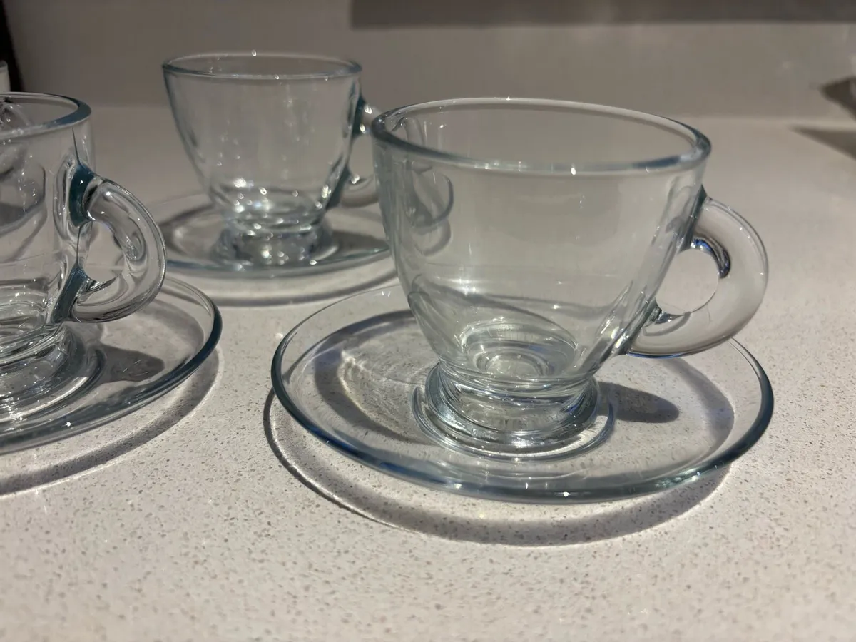 4x Espresso Glasses with saucers - Image 3