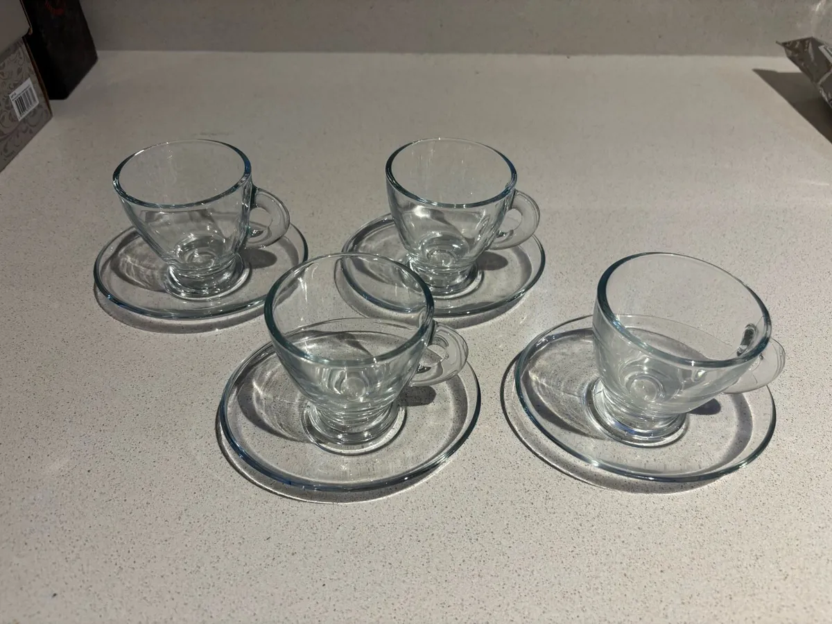 4x Espresso Glasses with saucers - Image 2