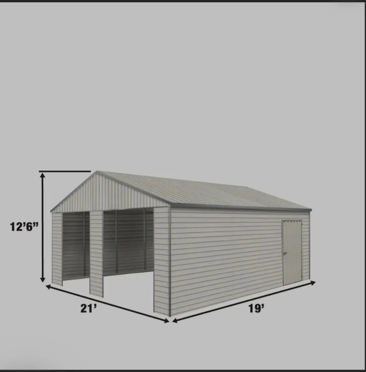 21ft x 19ft steel shed - Image 1