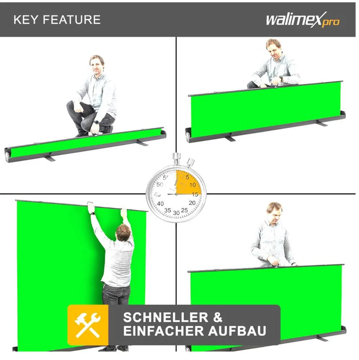 Professional pull-up Green screen 210 x 220 cm - Image 2