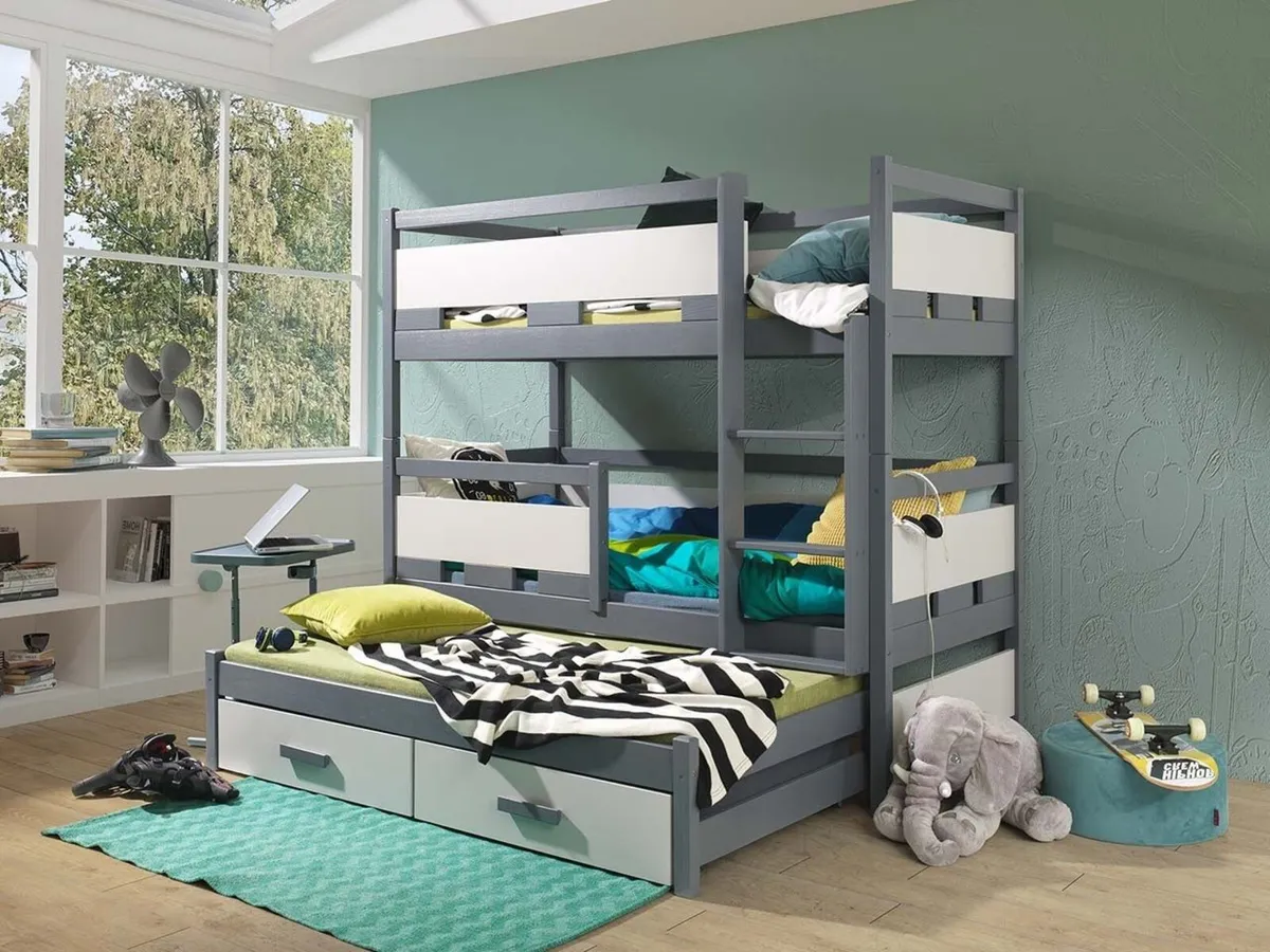 Triple Bunk Bed with Mattresses