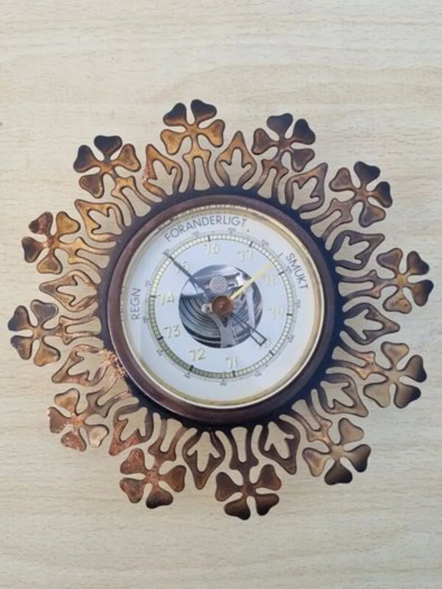 Vintage Brass Scandinavian Barometer - Image 1