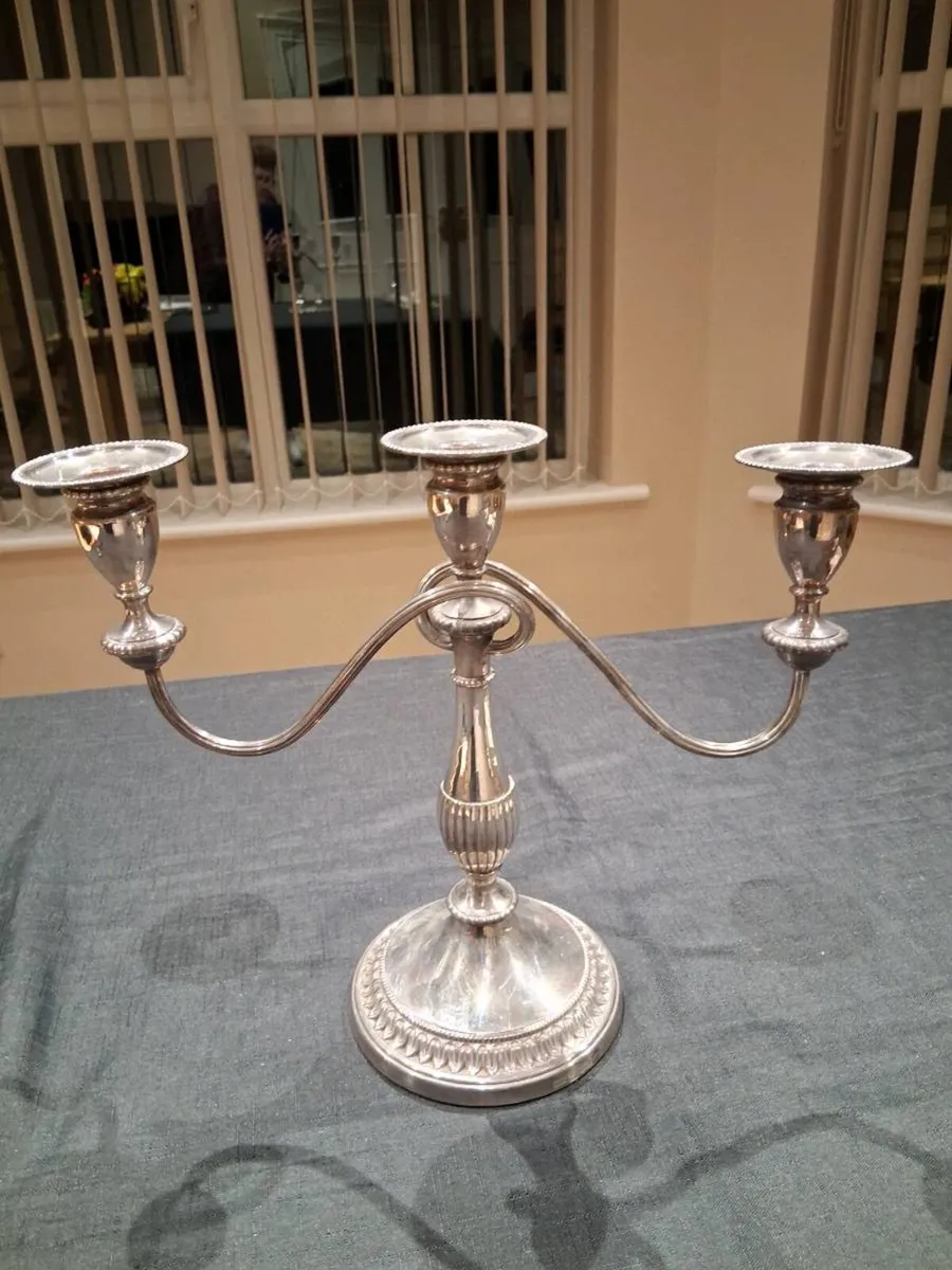 Silver Plated Trio Candle Holder - Image 1