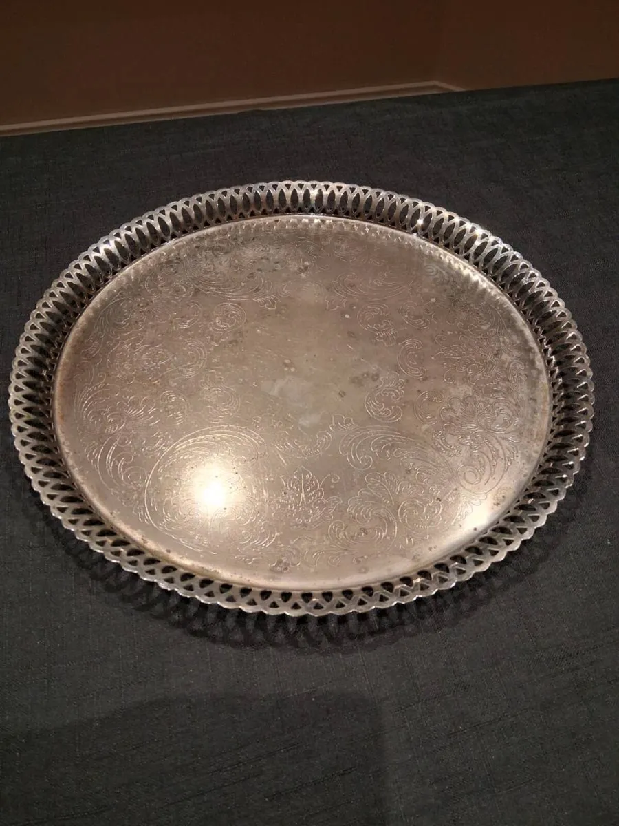 Metal Silver Plated Serving Tray - Image 1