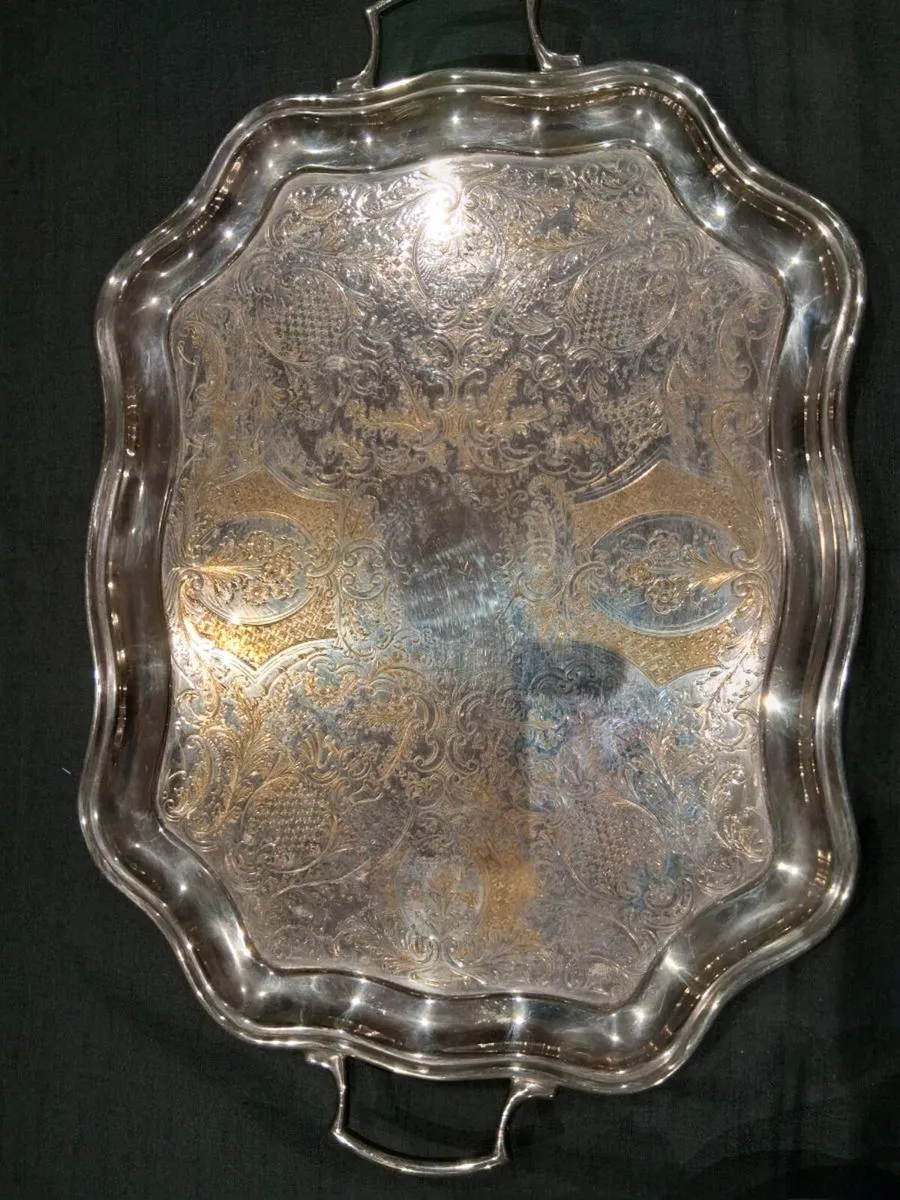 Large Silver Plated On Copper Tray - Image 1