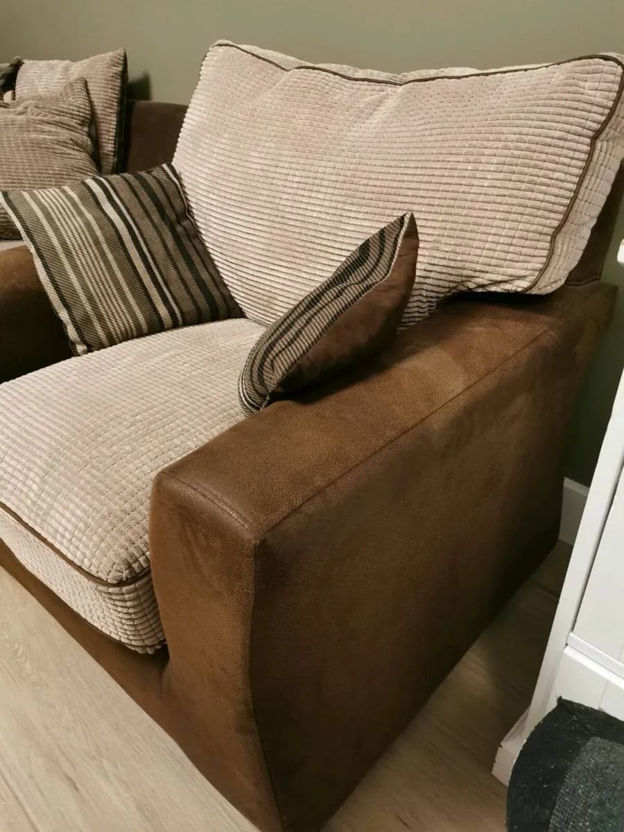 Brown Fabric/Leather Armchair - Image 2