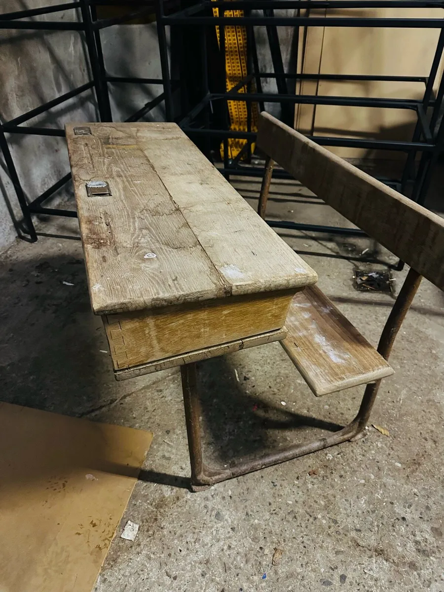 VINTAGE WOODEN SCHOOL DESK - Image 3