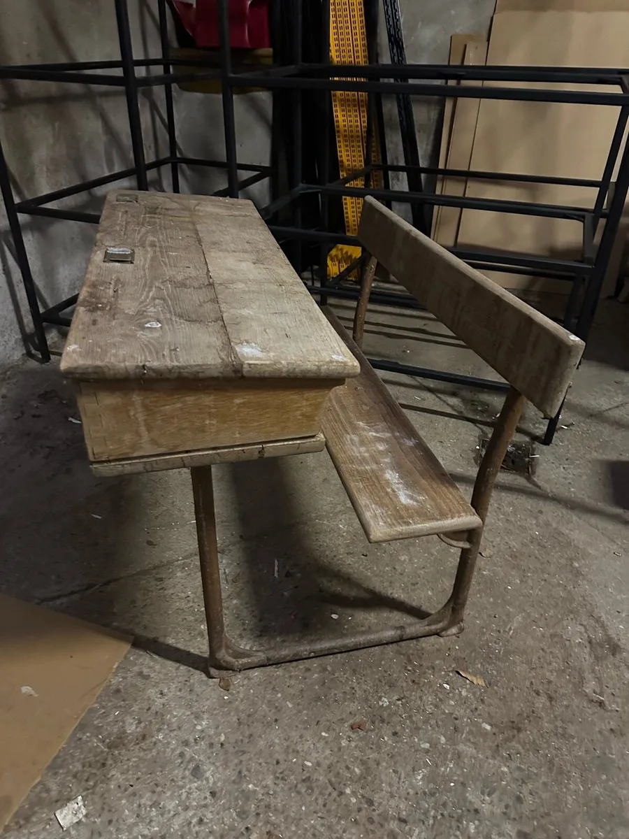 VINTAGE WOODEN SCHOOL DESK - Image 4