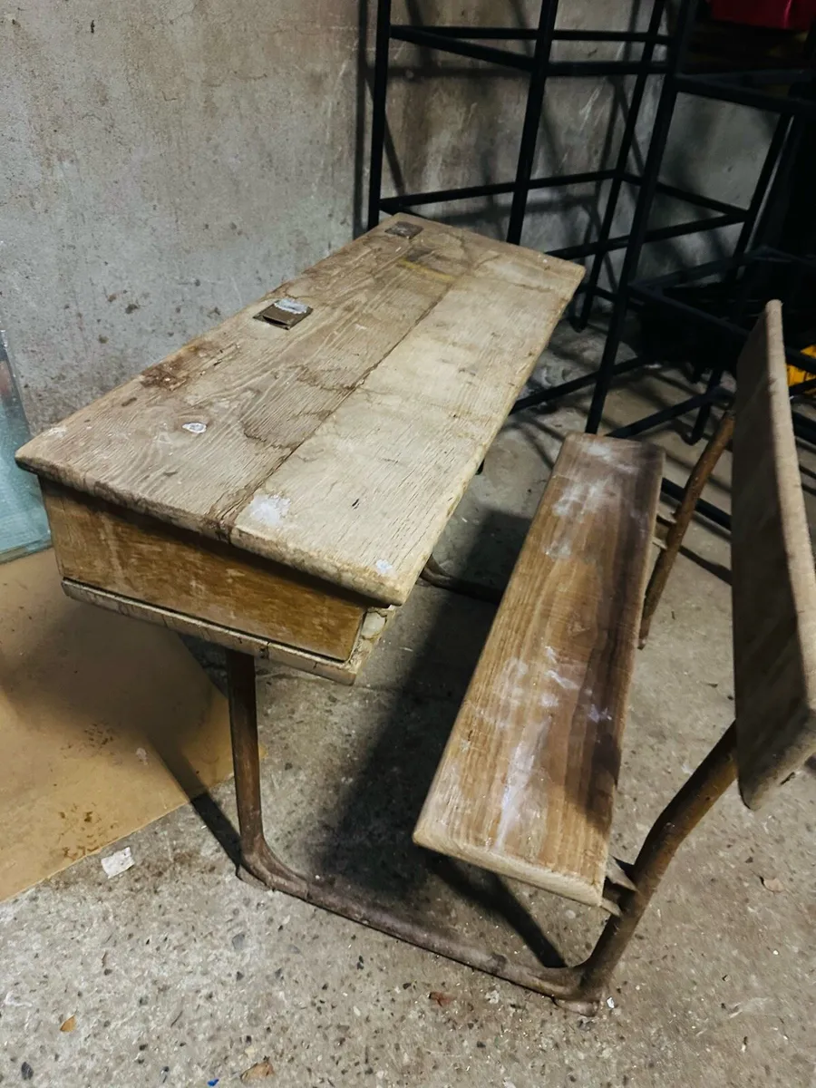 VINTAGE WOODEN SCHOOL DESK - Image 1