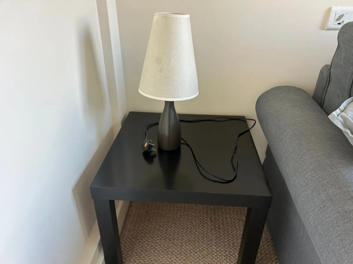 Ikea 2 seater pull-out sofa bed, coffee table & lamp, great condition, for sale - Image 3