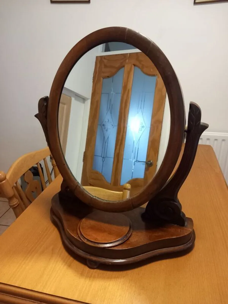 Antique Style Wood Framed Dressing Table Mirror - Image 1