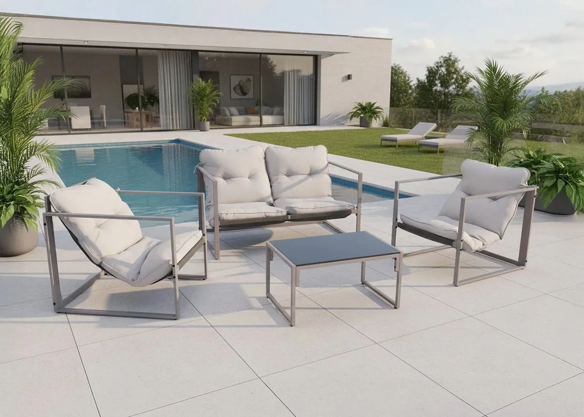 Roma 4 Piece Garden Furniture Set Sofa, 2 Chairs - Image 2