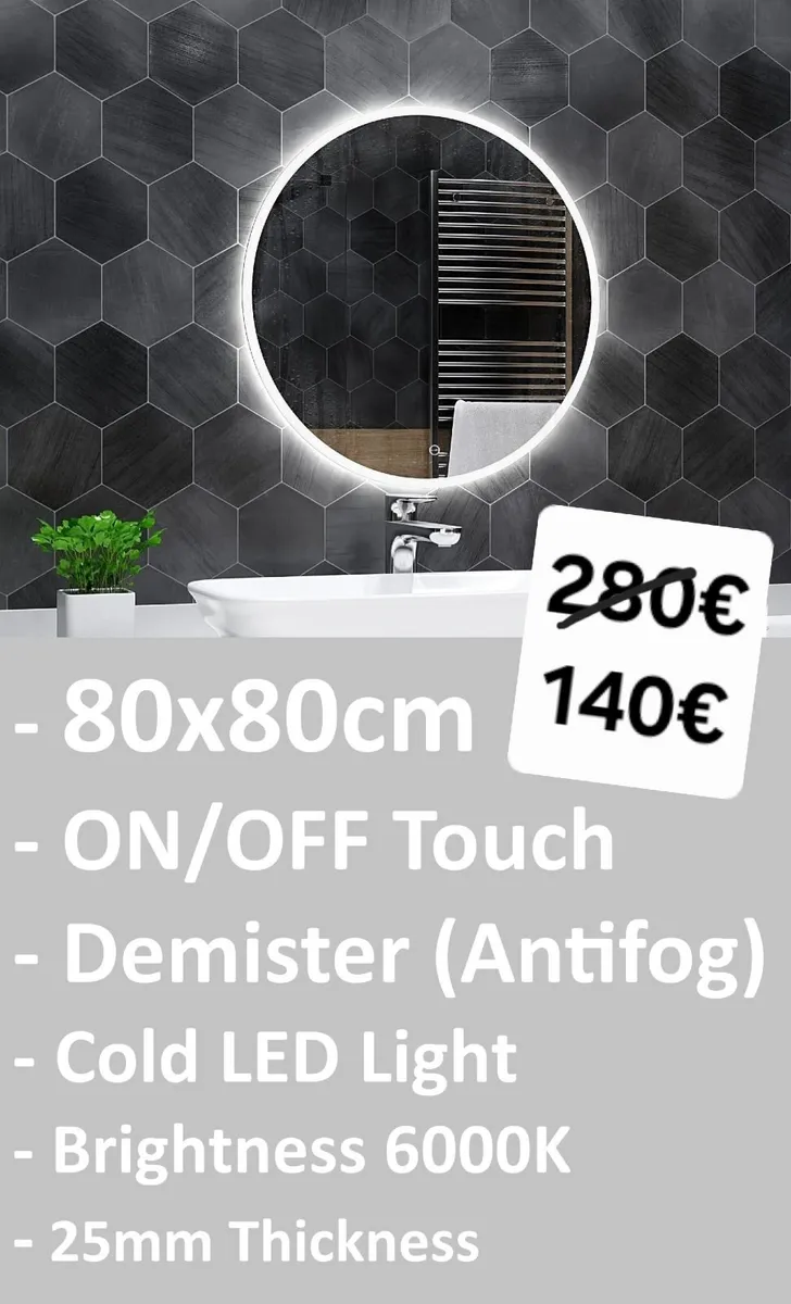 LED Bathroom Mirror Fog Free Bright Light Touch - Image 1