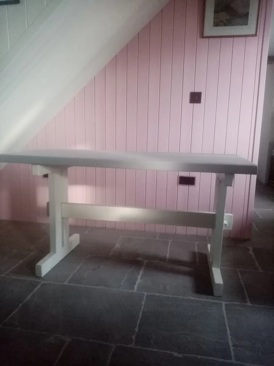 ANTIQUE PINE PAINTED DINING KITCHEN TABLE DESK - Image 1