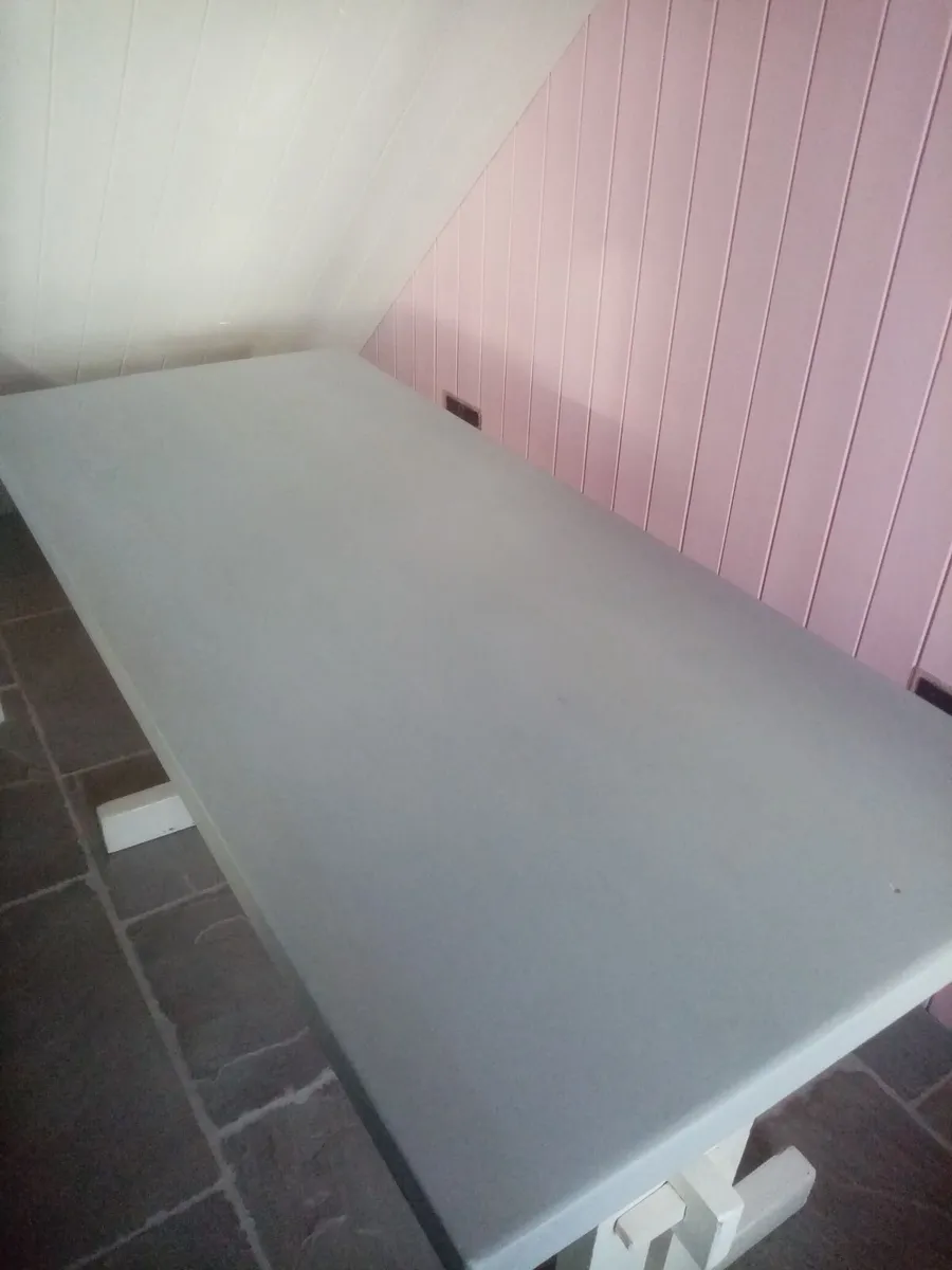 ANTIQUE PINE PAINTED DINING KITCHEN TABLE DESK - Image 2