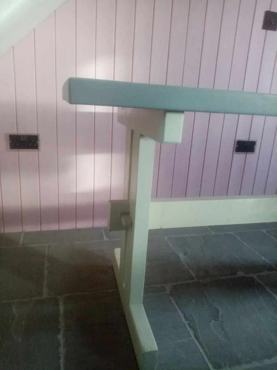 ANTIQUE PINE PAINTED DINING KITCHEN TABLE DESK - Image 3