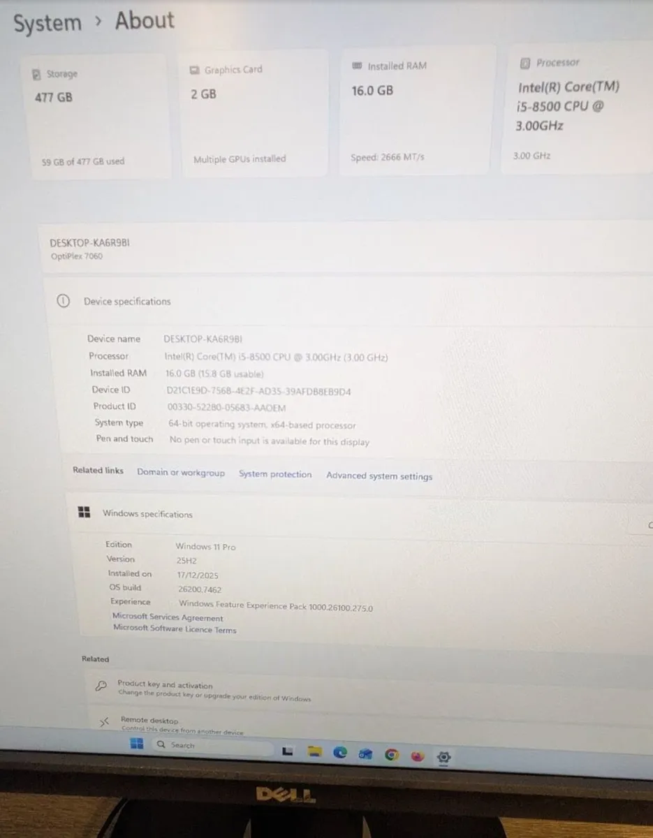 Dell PC & 24" LCD i5 CPU Win 11 16GB Office & Wifi - Image 3