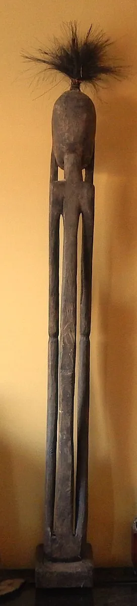 Large Hand Carved Wood African Tribal Sculpture - Image 3