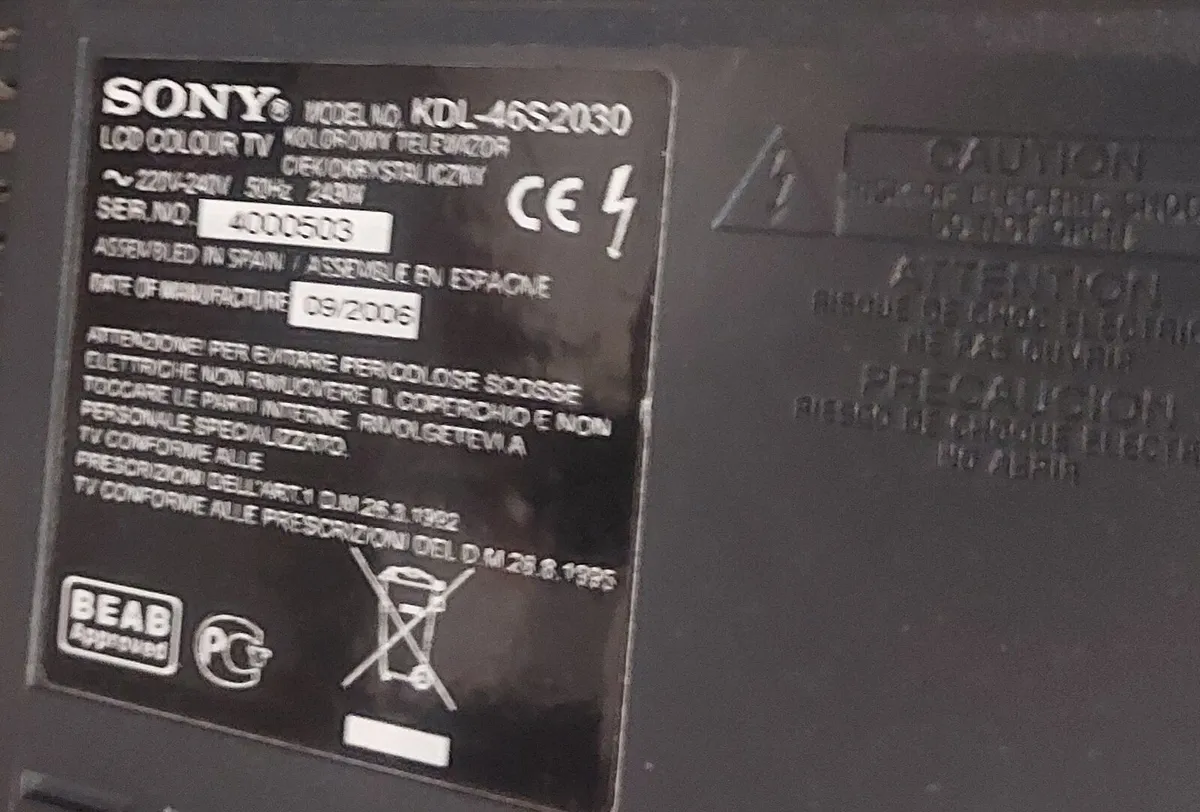 Sony KDL46S2030-46'' Widescreen Bravia TV - Image 3