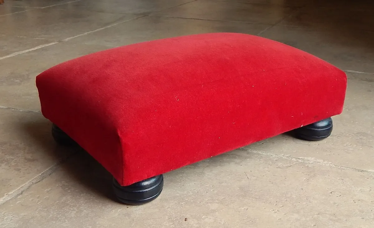 Low Upholstered Velvet Covered Footstool - Image 1