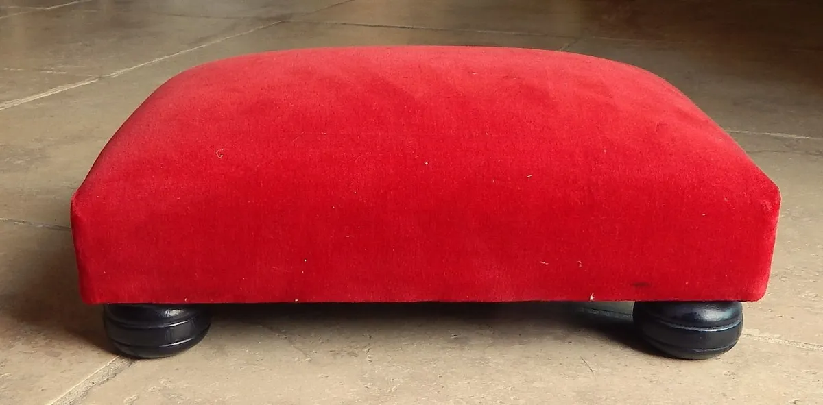 Low Upholstered Velvet Covered Footstool - Image 2
