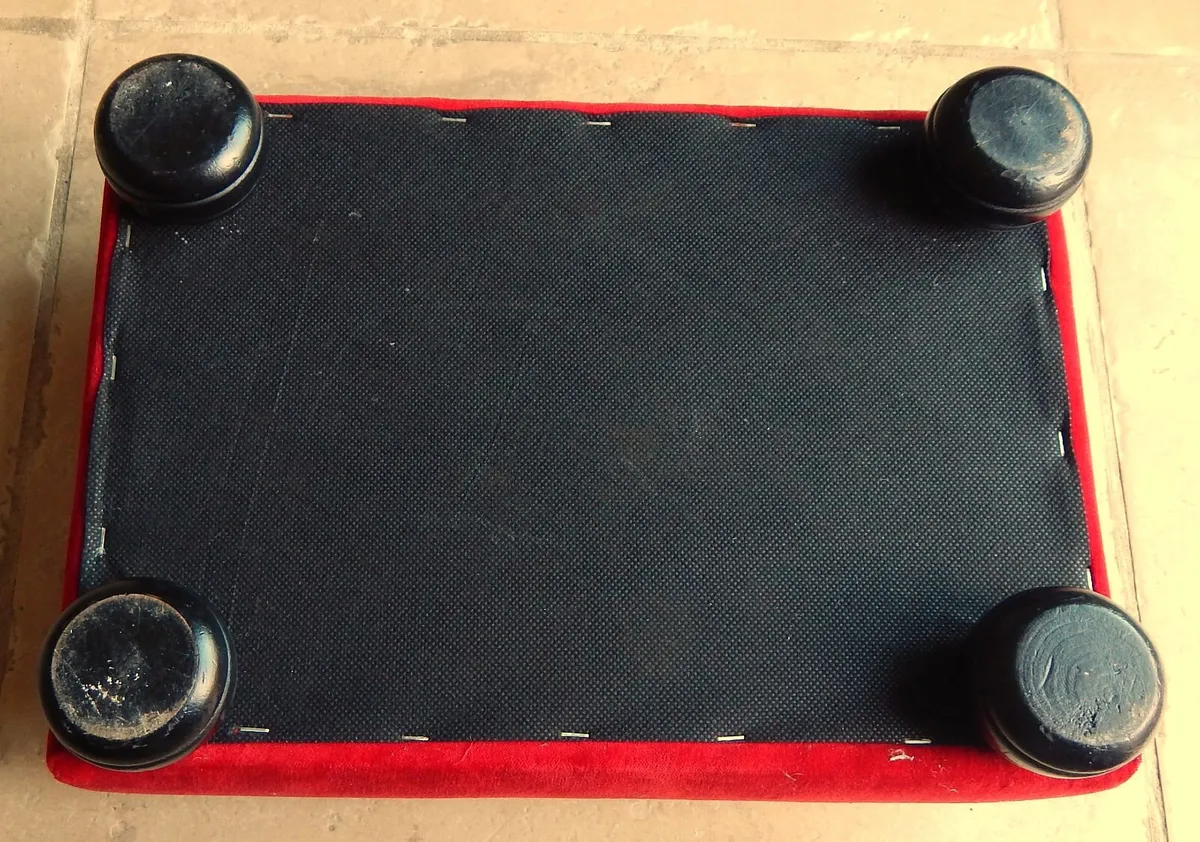 Low Upholstered Velvet Covered Footstool - Image 4