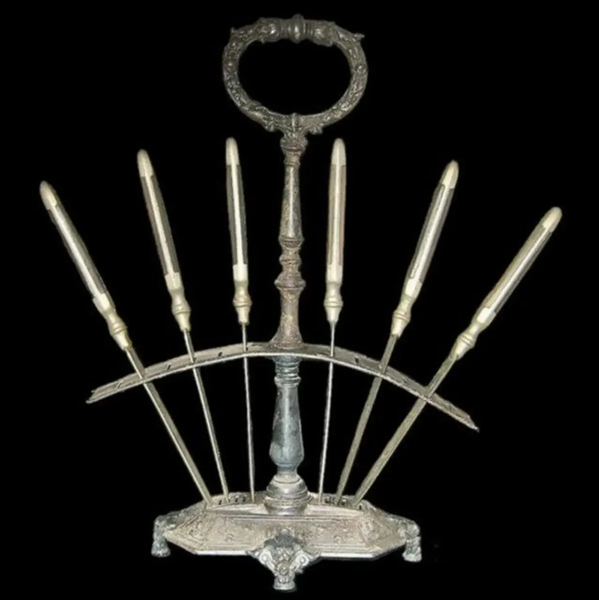 Vintage Set 6 Fruit/Cheese Cutters With Stand - Image 2