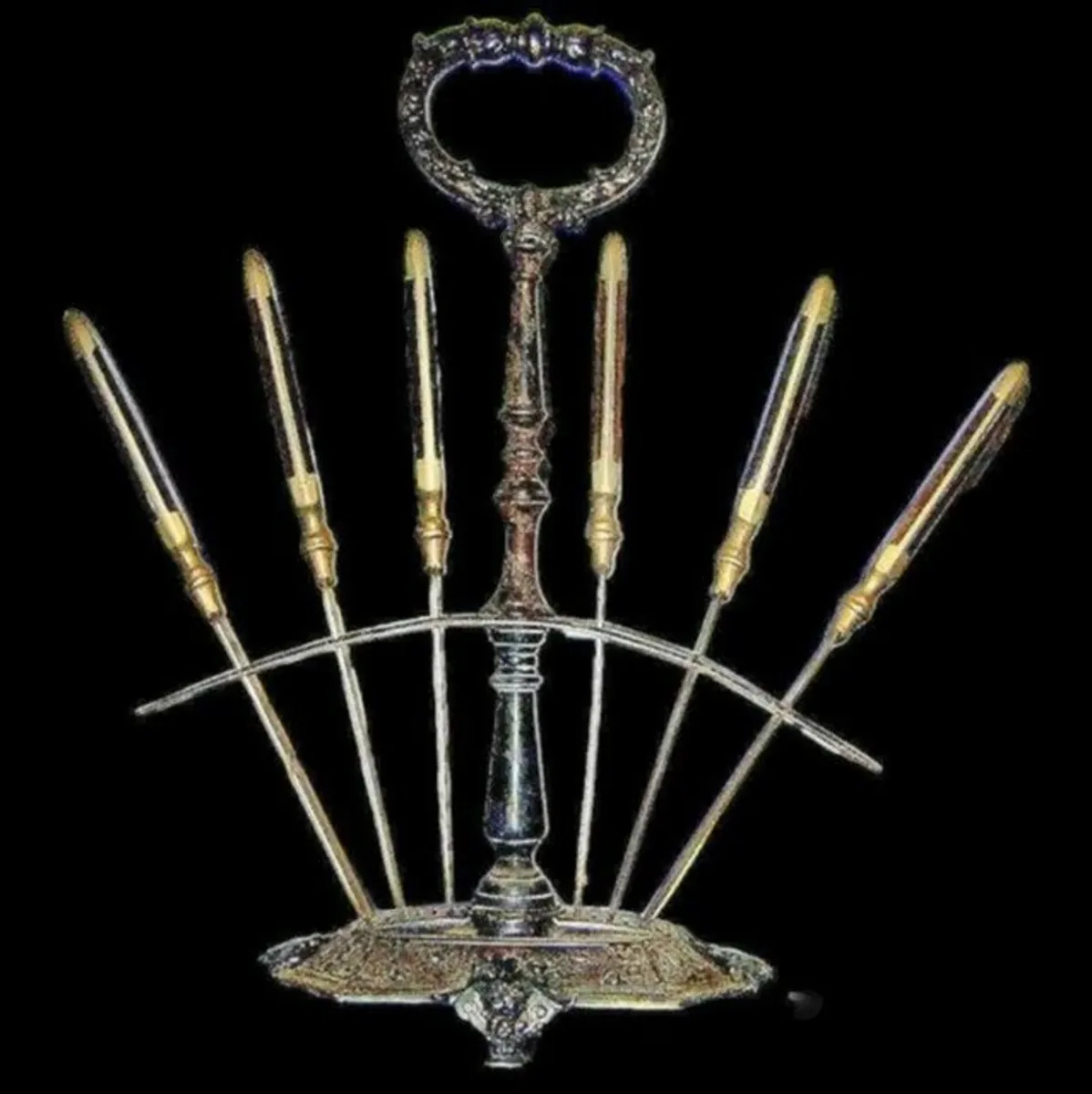 Vintage Set 6 Fruit/Cheese Cutters With Stand - Image 1