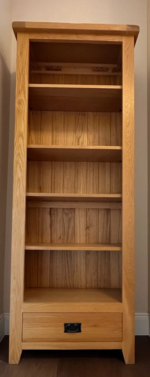 Solid oak bookshelf and TV unit - Image 1