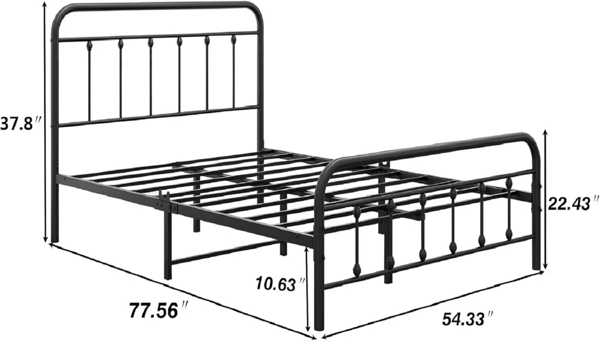 Double Bed Frame with Storage and Headboard Metal - Image 2