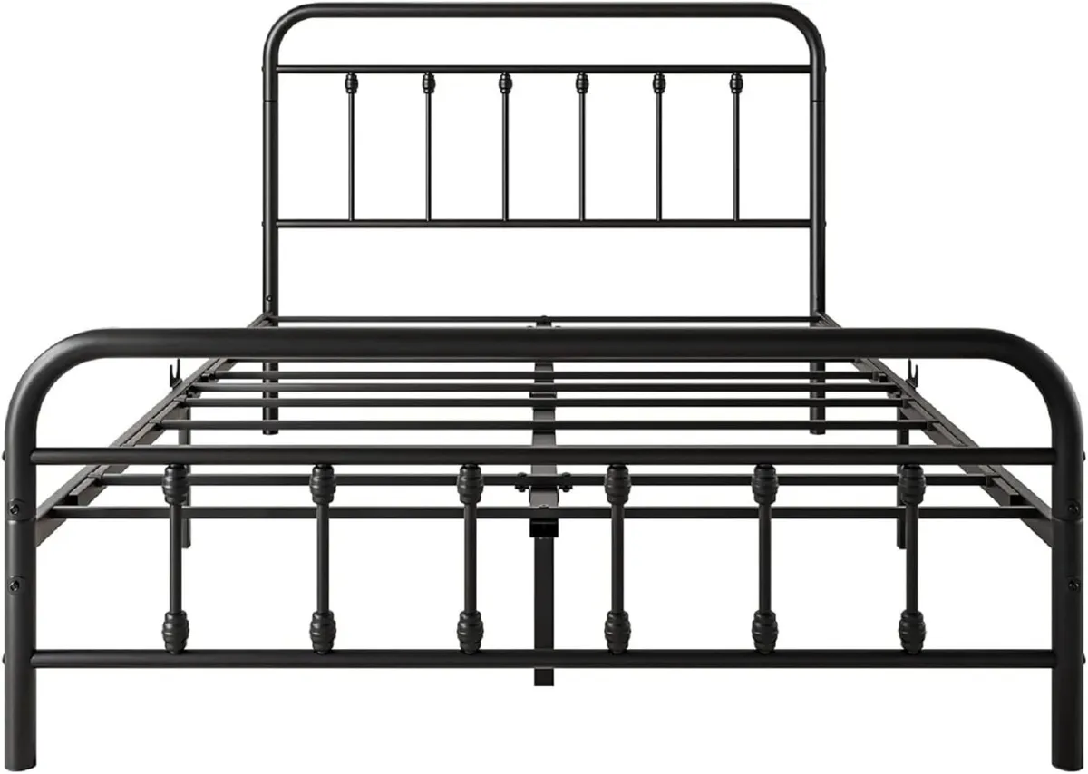 Double Bed Frame with Storage and Headboard Metal - Image 3