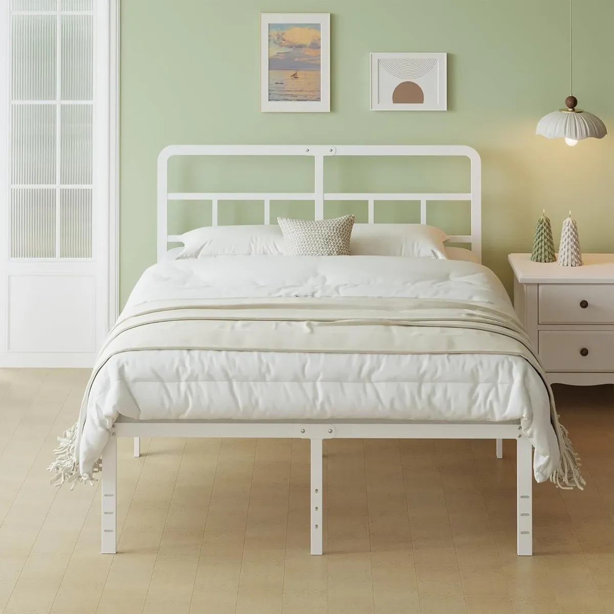 Small Double Bed Frame with Curved Headboard - Image 1