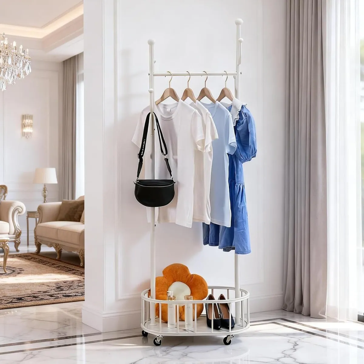 Small Clothing Rack with Wheels - Rolling Garment - Image 1